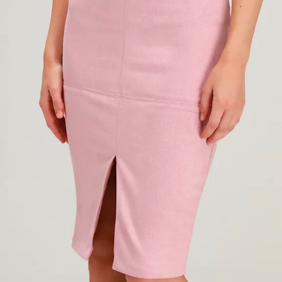 Lulu's Total Allure Blush Pink Vegan Suede Pencil Skirt Size Large - Picture 3 of 7